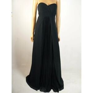$249 Kirstie Kelly Bridesmaid Black Accordion Pleated Chiffon Prom Gown 10 NEW